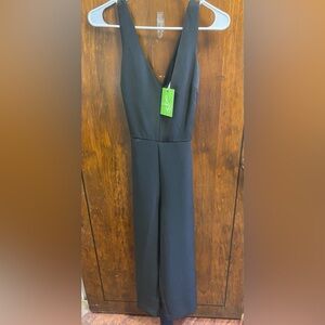 NEW $128 Sam Edelman Womens Size 2 Tie Waist Crop Wide Leg Jumpsuit in Black